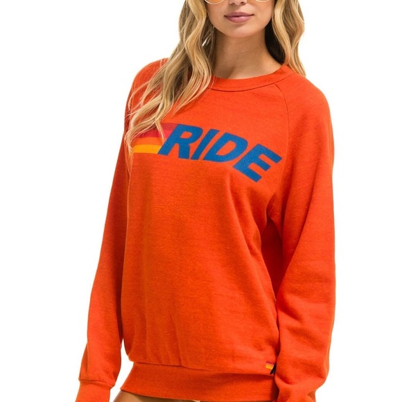 Aviator Nation Unisex Orange RIDE LOGO CREW SWEATSHIRT/PULLOVER | EUC!!🧡🌈🧡 - Picture 11 of 12